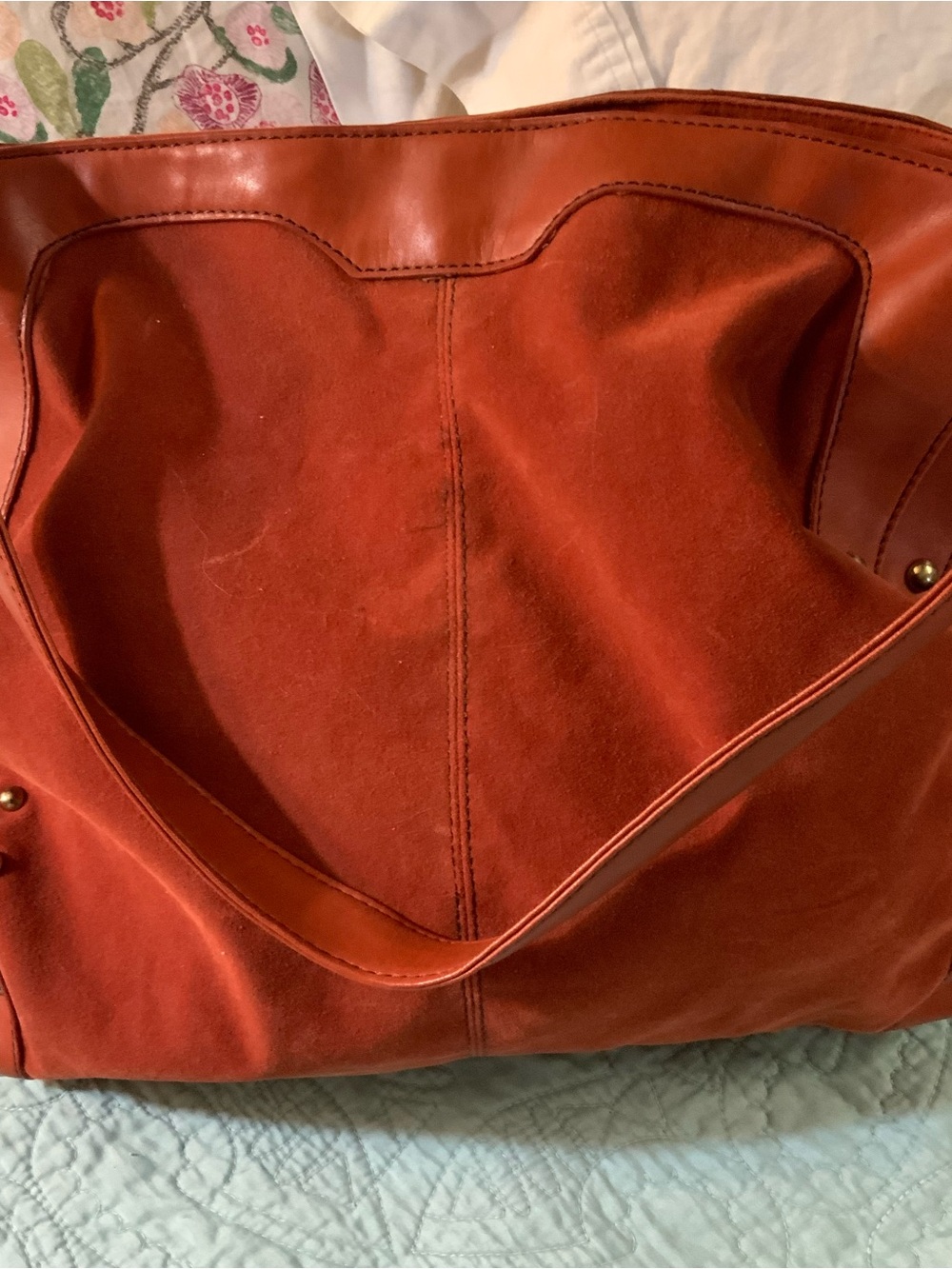 Structured Leather Tote in Rust Red